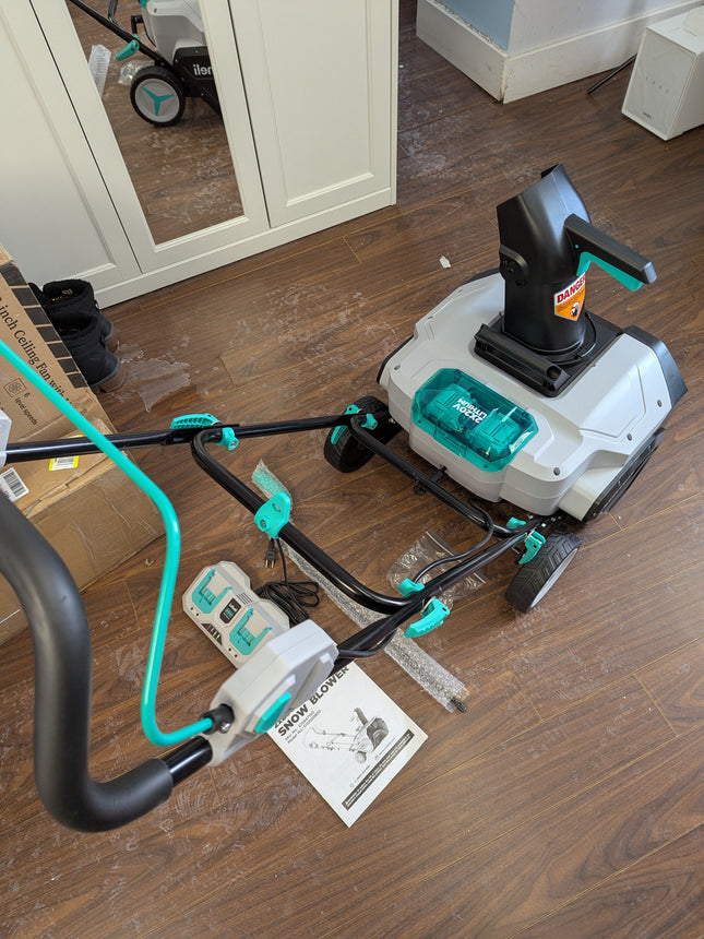 Litheli 2x20V Cordless Snow Blower, 20'' Brushless Electric Snow Thrower with Wh