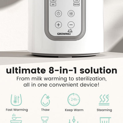 Bottle Warmer, GROWNSY 8-in-1 Fast Baby bottle Warmer with Timer LCD Display Acc