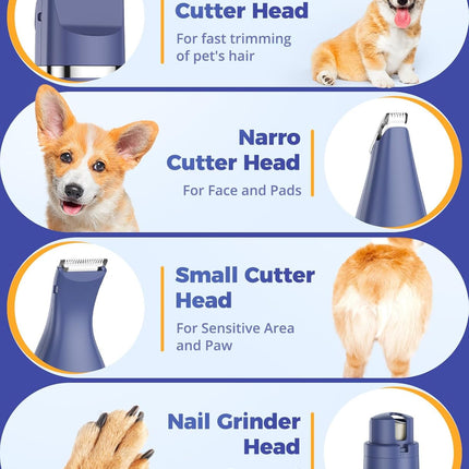 oneisall 4-in-1 Cordless Dog Grooming Kit with 2-Speed Clippers, Low Noise Paw T