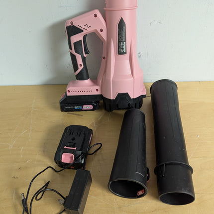 STEELITE 21V Cordless Leaf Blower, 150 MPH 600 CFM Airflow, 6-Speed, Lightweight 3.2 lb with 2 Batteries & Charger, Pink