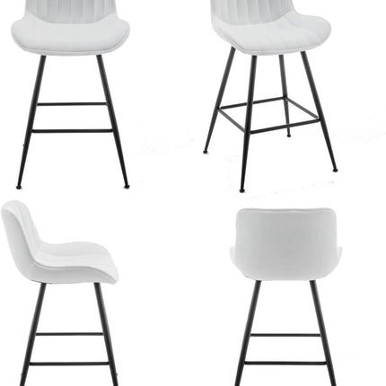 Whiterye 24’’ Bar Stools Set of 2 Modern Barstools White Bar Stools with Fabric