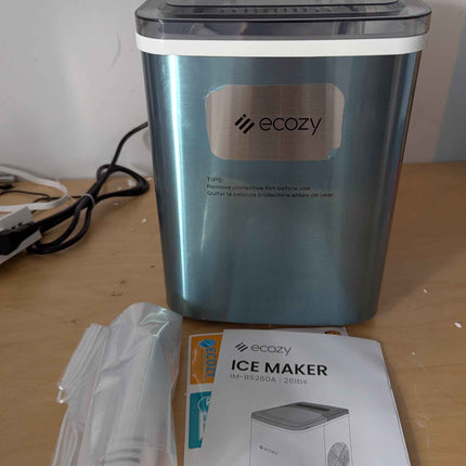 ecozy Portable Ice Maker Countertop, 9 Cubes Ready in 6 Mins, 26.5 lbs in 24 Hou