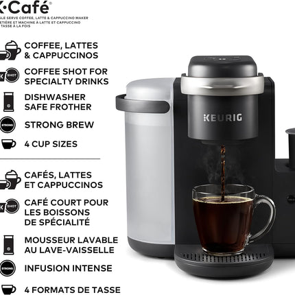 Keurig K-Café Single Serve K-Cup Pod Coffee, Latte and Cappuccino Maker, with Mi