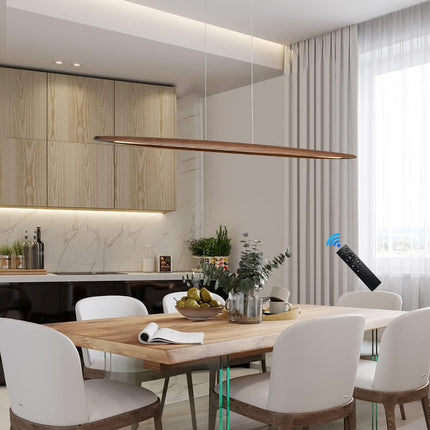 YISDESIGN 39" Wood Linear Pendant Light LED Dimmable Hanging Light Dinning Room
