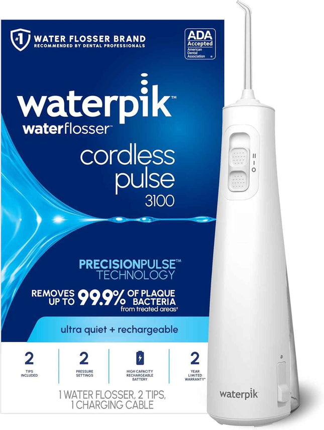 Waterpik Cordless Pulse Rechargeable Portable Water Flosser for Teeth, Gums, Bra