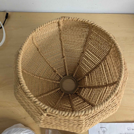 Mlihove Rattan Pendant Light 1-Light with Hand-Woven Shade 9.8inch, Rattan Light