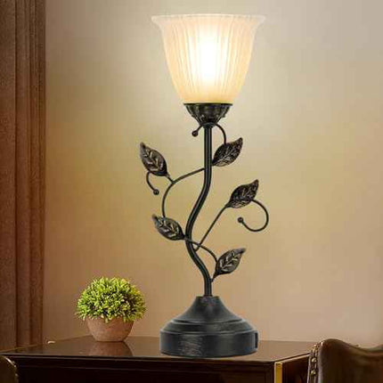 Touch Lamps for Nightstand Set of 2, Stripe Glass Shade Blossoming Bedside Lamp