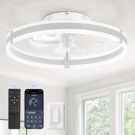 Ceiling Fans with Lights and Remote, 19.7'' Low Profile Ceiling Fans, 3000-6000K
