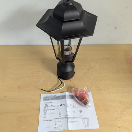 WISBEAM Outdoor Post Light, E26 Pole Lantern with Aluminum Housing & Glass, 60W Max, Wet Rated, Black Rustic
