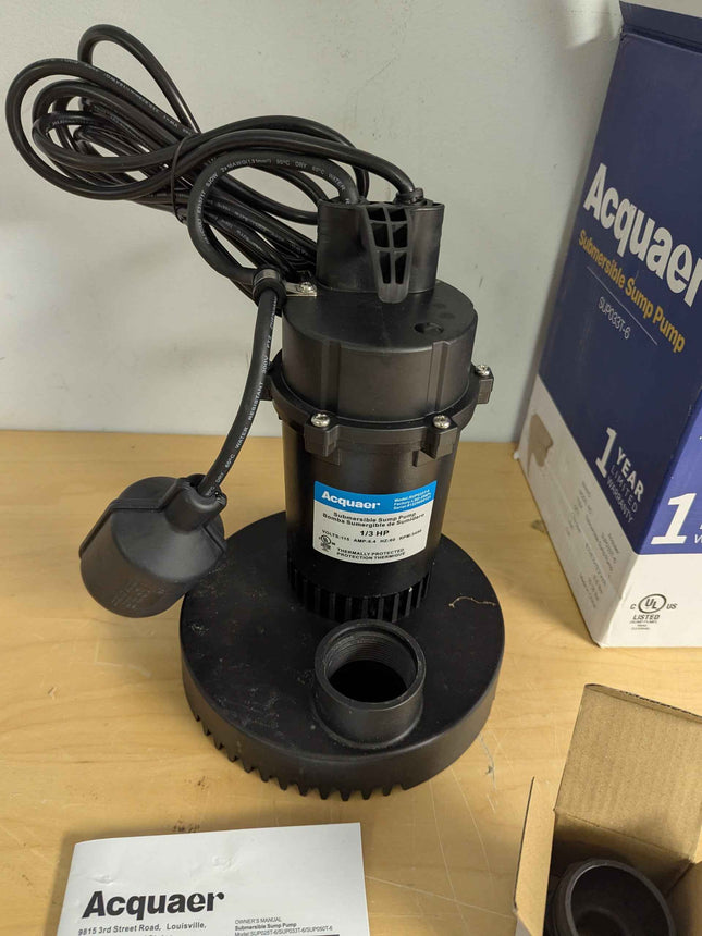 Acquaer 1/3HP Sump Pump, 3040GPH Submersible Clean/Dirty Water Pump with Automat
