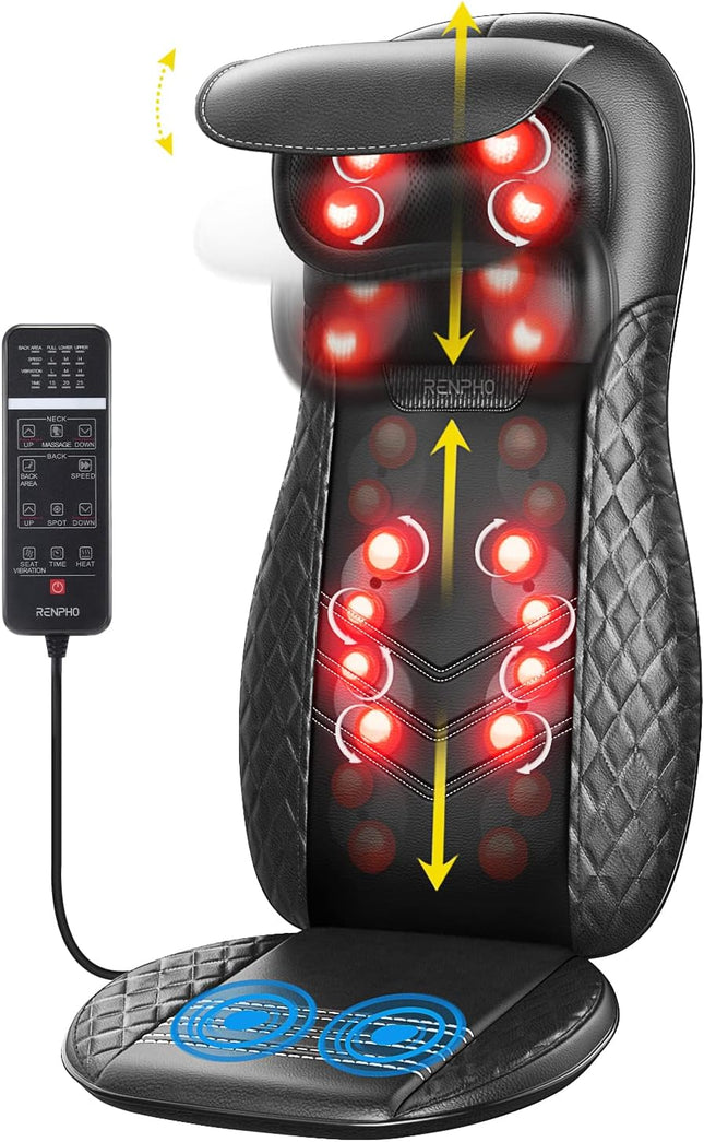 RENPHO Neck & Back Massager with Heat for Chair, Mothers day gifts, Back Shiatsu
