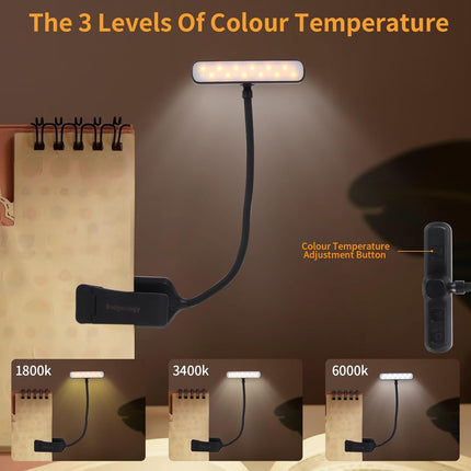 24 Led Rechargeable Book Light for Reading in Bed-Eye Caring 3 Color Temperature