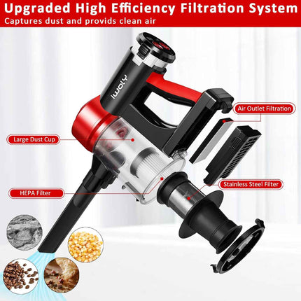 iwoly C150 Cordless Vacuum Cleaner with 18000Pa Powerful Suction, 2200mAh Batter