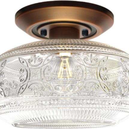 KnLnny Ware Bronze Flush Mount Ceiling Light with Classical Glass Shade, Ceiling