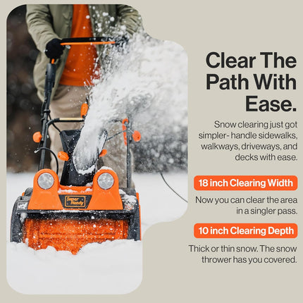 SuperHandy Electric Snow Thrower Walk-Behind Blower Corded AC 120V 18 inch Clear