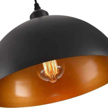 Plug in Pendant Light, 2 Pack Industrial Hanging Lamp with Golden Finish Inside