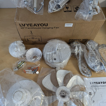 LVYEAYOU Chandelier Ceiling Fan, 20" Farmhouse Fandelier Ceiling Fans with Light