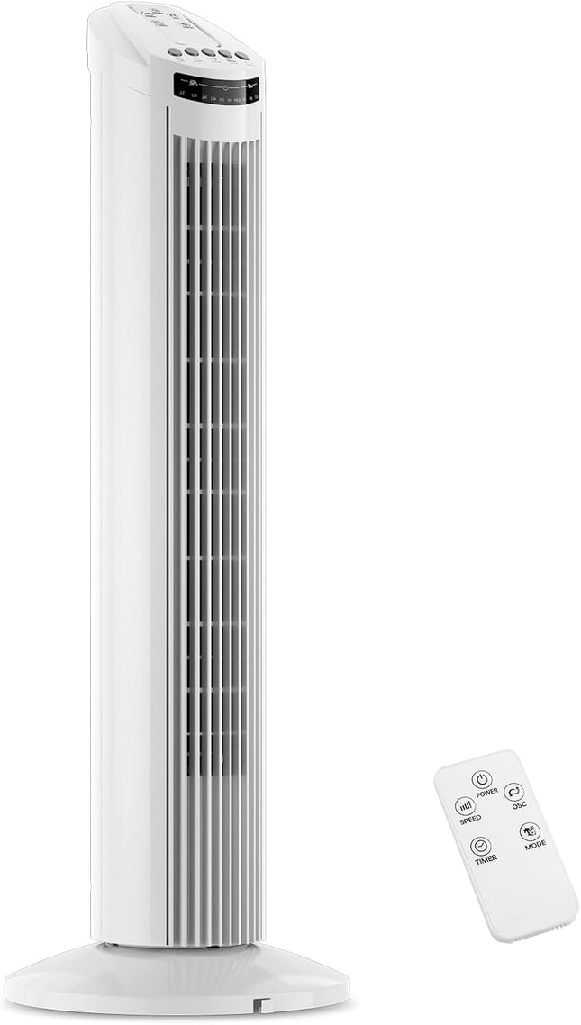 (No remote) 30'' Tower Fan, Portable Oscillating Quiet Cooling Fan, 3 Speeds, Bu