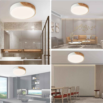 DODOPEN Flush Mount Ceiling Light, 24W Minimalist Wood Ceiling Light, 3000K/4500