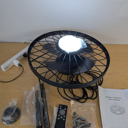 LEDIARY 20" Outdoor Ceiling Fan with Lights,IP65 Waterproof Gazebo Hanging Fan w