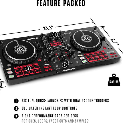Numark Mixtrack Pro FX Serato DJ Controller with 2 Decks, Mixer, Effects Paddles
