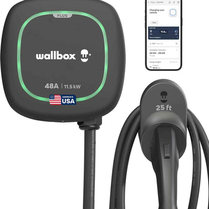 Wallbox Pulsar Plus Level 2 Electric Vehicle Smart Charger - 48 Amp, Ultra-Compa