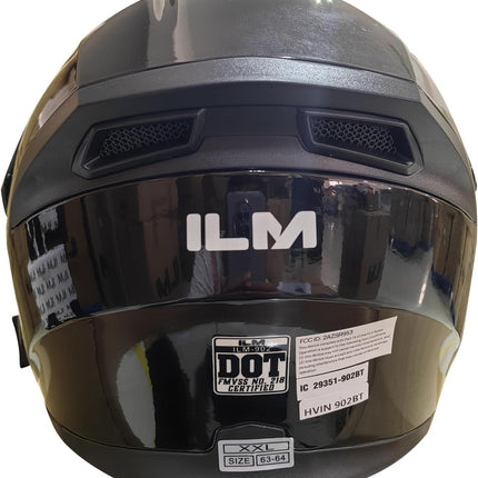 ILM 902BT Bluetooth Motorcycle Helmet, Modular Flip-Up Full Face with Dual Visor, Intercom and Speakers, Gloss Black