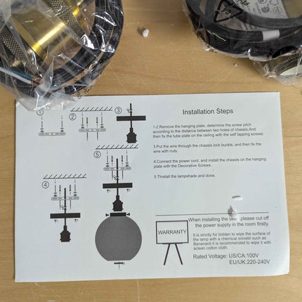 Frideko 2pc Glass Pendant Light - 7.9 inches Globe Pendant Light, Vintage Pendan