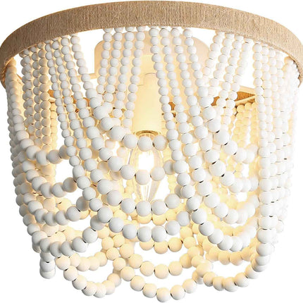 White Boho Light Fixture Boho Beaded Chandelier Boho Light Fixtures Ceiling Bead