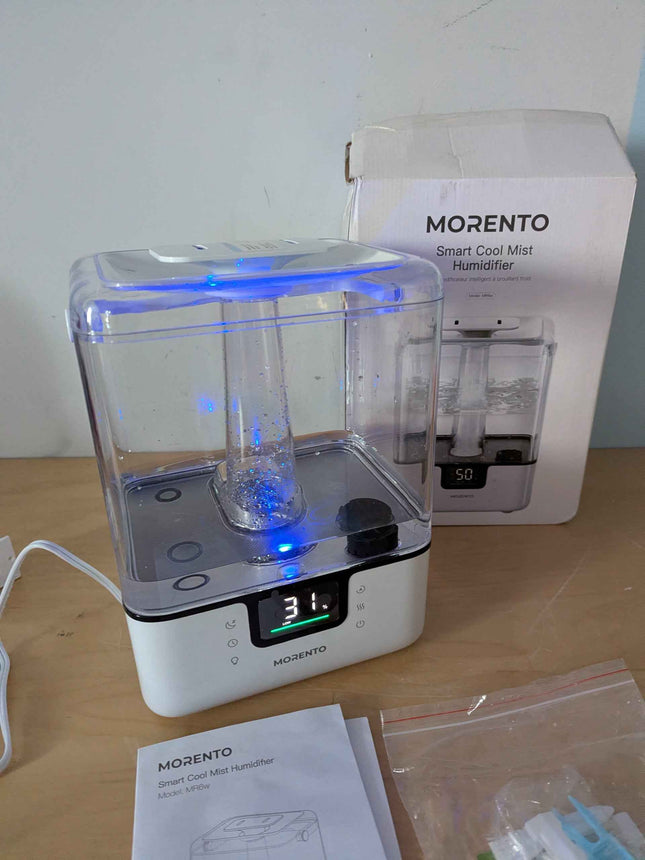 MORENTO Smart Humidifiers for Bedroom Large Room Home, 6L Cool Mist Top Fill Humidifier with Essential Oil Diffuser, Smart App & Voice Control, for Nursery & Plants, White, 1 Pack + 7 Color NightLight
