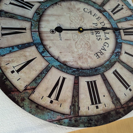 24 Inch Vintage Wall Clock, Roman Numerals Style, Battery Operated, Non-Ticking,