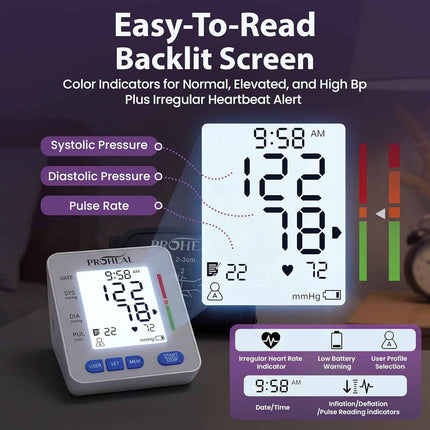 Blood Pressure Monitor for Home Use with Large Upper Arm Cuff - Automatic Talkin