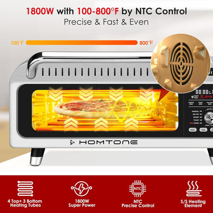 Homtone Pizza Oven Air Fryer Combo, 10-in-1 Electric Countertop Toaster Oven, 19