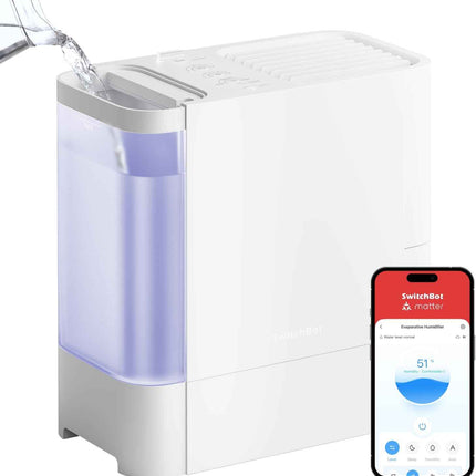 SwitchBot Evaporative Humidifier for Bedroom 4.5L, No Mist No White Dust, 750ml/