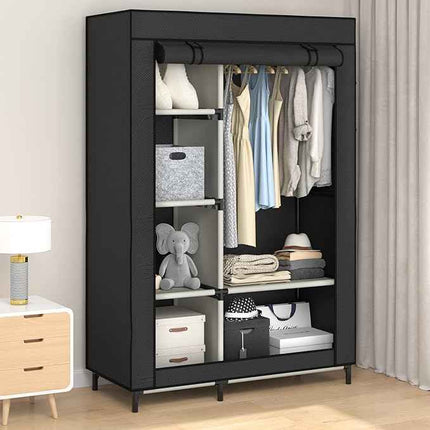 Buzowruil Canvas Wardrobe Portable Closet Wardrobe Clothes Storage with 6 Shelve