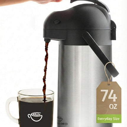Thermal Coffee Carafe 74Oz, Keeps Coffee Hot for 12Hrs & Cold for 24Hrs, Stainle