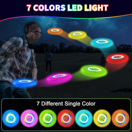 LED Light Up Flying Disc Toys for Kids Adults, Rechargeable, 175g 4 Brightness,