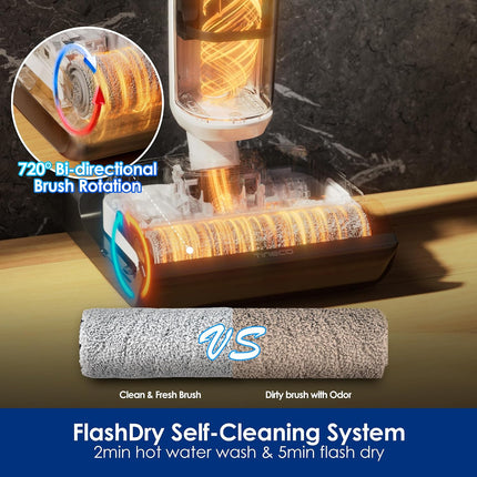 Tineco Floor ONE Stretch S6 Cordless Wet Dry Vacuum Cleaner, 180° Lay-Flat Design, Self-Cleaning Smart Floor Washer