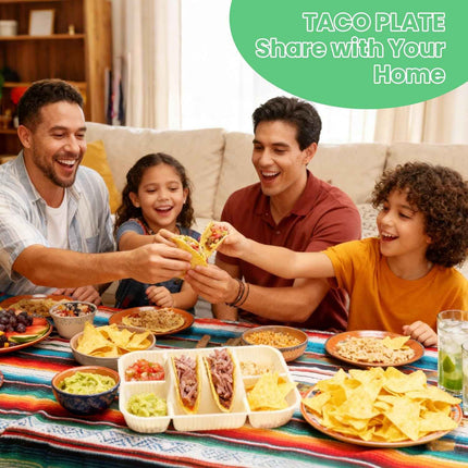 4-Compartment Disposable Taco Plates for 2 Tacos & 4 Sides | Extra-Deep Raised E