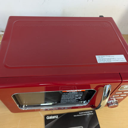 Galanz GLCMKZ09RDR09 Retro Countertop Microwave Oven with Auto Cook & Reheat, De
