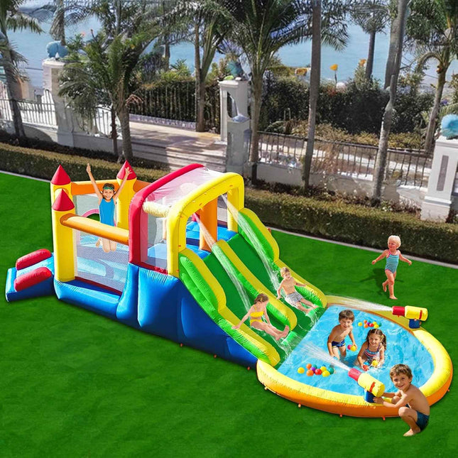 Umbalir InfIatable Bonuce House with 4 Slides & Large Splash Pool, Water Park wi