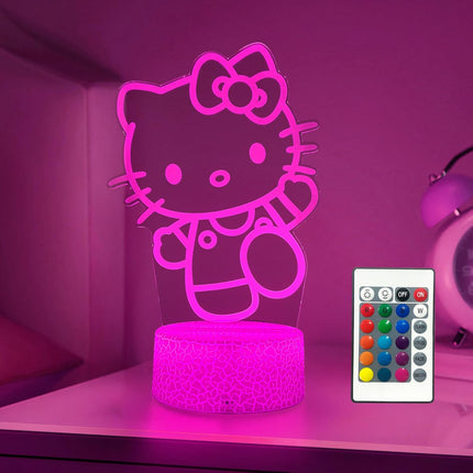 Cat Night Light Cute Night Light - Anime Charater 16 Color Change Decor Kitty La