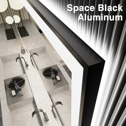 EchosLife 30x36 LED Bathroom Mirror with Lights - Black Framed, Front and Backli