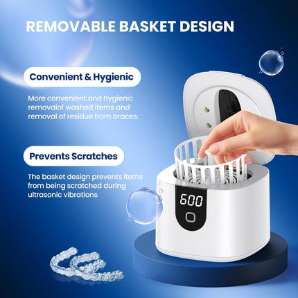 Ultrasonic Retainer Cleaner Machine, Upgraded 45kHz Ultrasonic Cleaner for Mouth