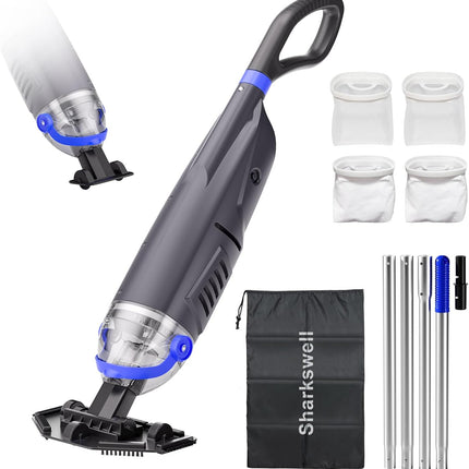 Sharkswell (2025 Upgraded) Cordless Pool Vacuum with Telescopic Pole,60 Min Powe