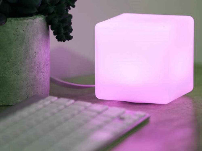 Mr.Go 8-inch Rechargeable LED Cube Light w/Remote, RGB Color Changing Cube Lamp,