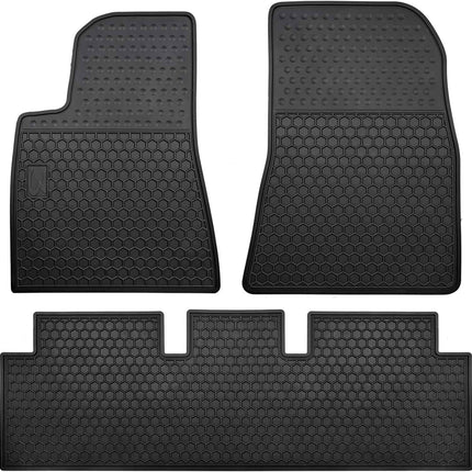 Matericuo Car Floor Mats Custom Fit for Tesla Model 3 2017-2023 Full Black Rubbe