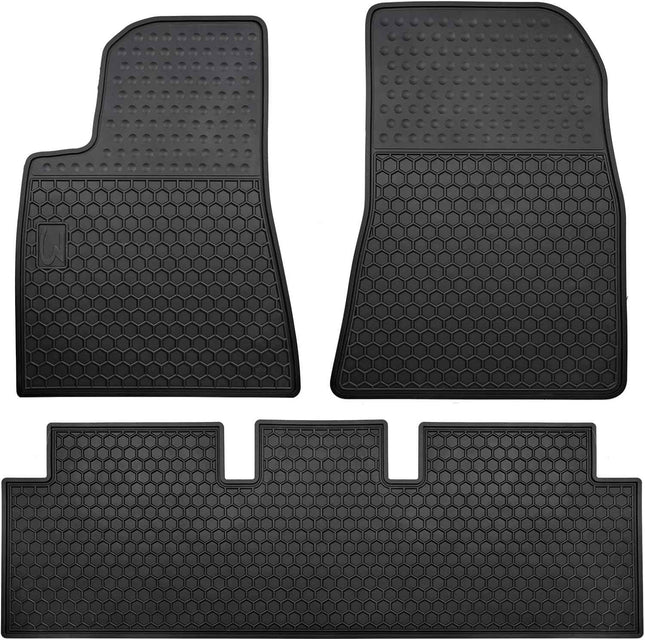 Matericuo Car Floor Mats Custom Fit for Tesla Model 3 2017-2023 Full Black Rubbe