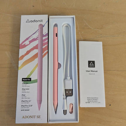 Adonit SE(Pink) Magnetically Attachable Palm Rejection Pencil for Writing/Drawin