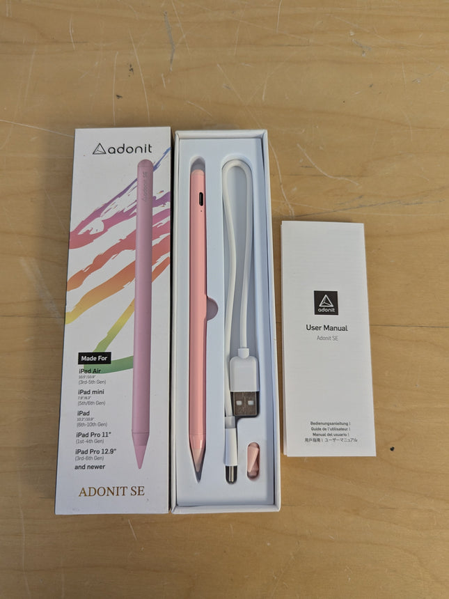 Adonit SE(Pink) Magnetically Attachable Palm Rejection Pencil for Writing/Drawin